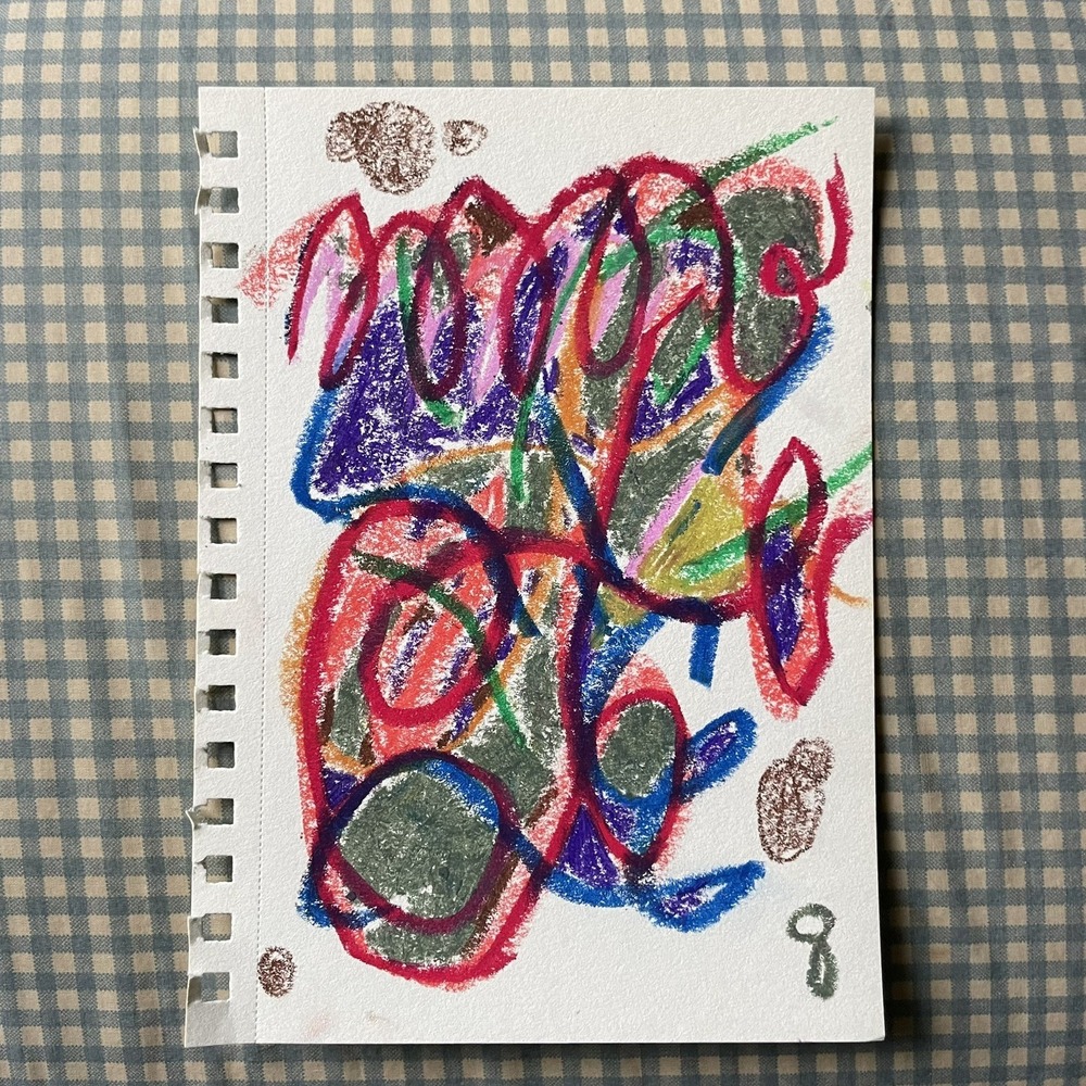 Oman Original Art 5.5x8.5 Modernist Paper Scribble Gestural Painting Drawing